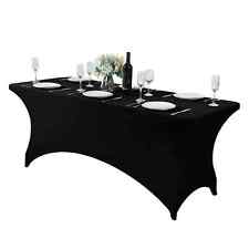 2Pack, 6FT Spandex Table Cover Fitted Rectangular Tablecloth 2PC 6FT Black