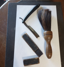 Vtg Robert Klaas Brand Box+ Case Bros. Tested XX Straight Razor +a Dusting Brush