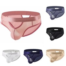 Slip homme coupe confortable respirant sous vêtement rayures creux taille basse