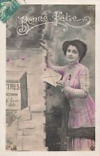 CP BONNE FETE WOMEN ELEGANT PRES LETTERBOX - 62342