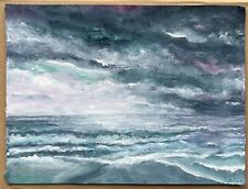 Keller Abstract Painting Oil on Paper Landscape Sky Clouds Sea Waves