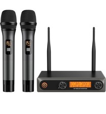 Wireless Microphones,Professional Metal Dual UHF Cordless Dynamic Mic...