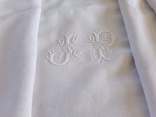 Antique Linen Sheet Monogram "JP" 210 cm x 300 cm