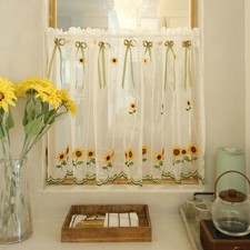 Rideau de porte semi-obscur brodé de tournesol