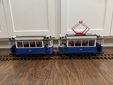 LGB 20202 Trolley Street Cars Set of 2 -  Blue G Scale Train Tested w/ Box