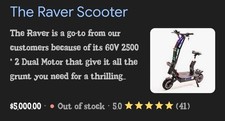 The Raver E Scooter 5000w 100klm