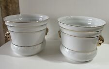 2 ancien cache pot porcelaine Blanc Et Doré Collection Déco Shabby