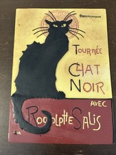Le Chat Noir Rustic Black Cat Cafe Decor  Wall Sign Printed in France F2-U