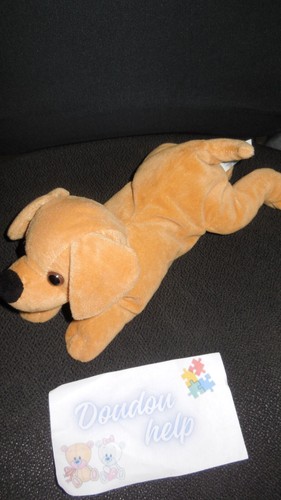 Doudou peluche chien marron - chien,