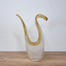 Abat-Jour Tulipe en Pâte de Verre, Forme cygne Givré avec Liseré ocre