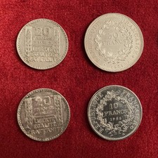 6 pièces argent France 2 X 20 F 10 F 50 F 2 X 100 F Tbe +