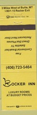 Matchbook Cover - Bocker Inn Butte MT