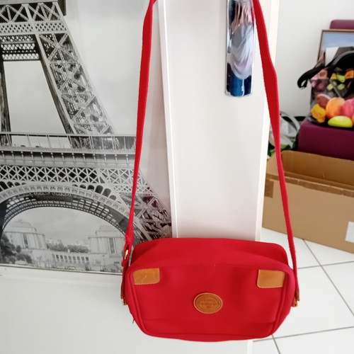 Lancel besace toile rouge - en,