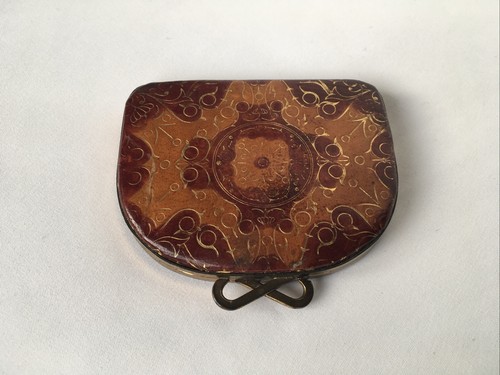 Ancien poudrier gainé cuir - poudrier,