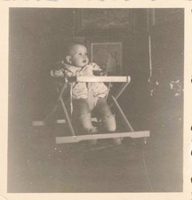 OLD PHOTOGRAPH BABY IN HIS HIGH CHAIR