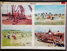 Photo Poster Mural Vintage Wall Chart Myanmar Burma Culture Landscape