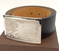 Louis Vuitton Ceinture Jeans Belt 90/36 Leather Black Silver M6812 63220250100 2
