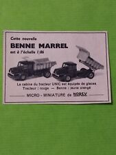 PUBLICITE NOREV BENNE MARREL TRACTEUR UNIC MICRO MINIATURE VOITURE - ( C0 )