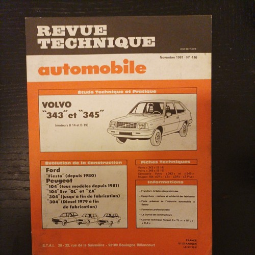 Revue technique volvo - technique, 345