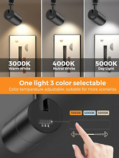 VANoopee 3-Color Zoomable 6 LED Track Light Heads 10W 1000lm Black Spotlights