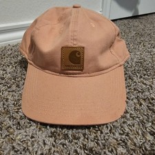 Carhartt Mens Baseball Cap Hat Salmon Pink Logo Adjustable Dad Hat