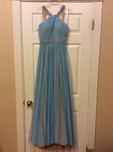 Sherri hill blue beaded halter - hill,