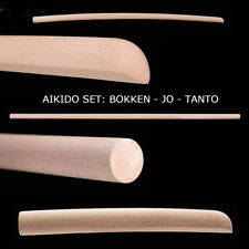 Set Aikido Complet De Bokken Jo Beaucoup en Bois De Hêtre Kobudo Arts Martiaux
