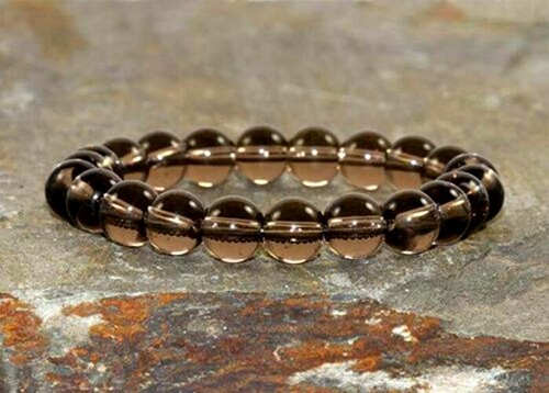 Bracelet quartz fumé perles - , 8