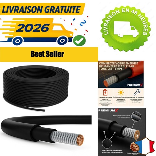 Câble solaire 50m 6mm - câble,