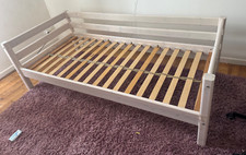 LIT FLEXA ENFANT 90X200 BOIS BLANCHI, BON ETAT, LIVRÉ SANS MATELAS