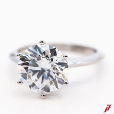 Bague Solitaire 750/18K Or Blanc CVD Diamant 4,15ct - Valeur 25.000€