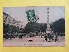 Old postcard Paris Place du CHATELET arm cart written in 1907 to Suzanne ADOBET
