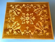 Antique music box inlaid wood movement REUGE SWISS Art Deco