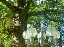 Lustre " vintage design" 70, 5 feux - acier inox ! brossé