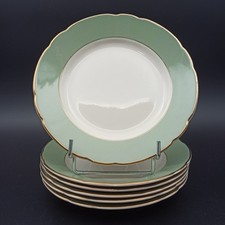 VILLEROY BOCH 6 ASSIETTES DESSERT FAÏENCE METTLACH RHÔNE Vert Ivoire Or n°1