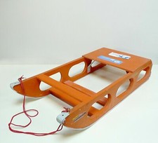 luge traîneau vintage 1970 en bois laqué orange et alu années 70