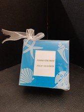 6 Cadres Photo Sous-verre Décor De Coquillages Sur Fond Bleu Afibel