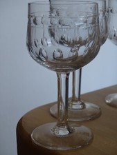 VAL ST LAMBERT 4 ANTIQUE RED WINE GLASSES CRYSTAL SYLVIA ht 12.5 cm