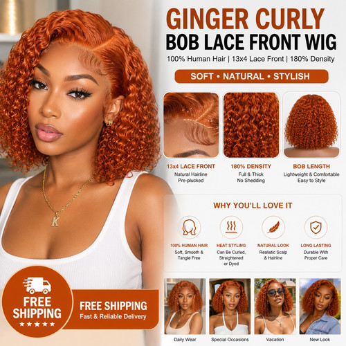 Curly bob wig human - curly,