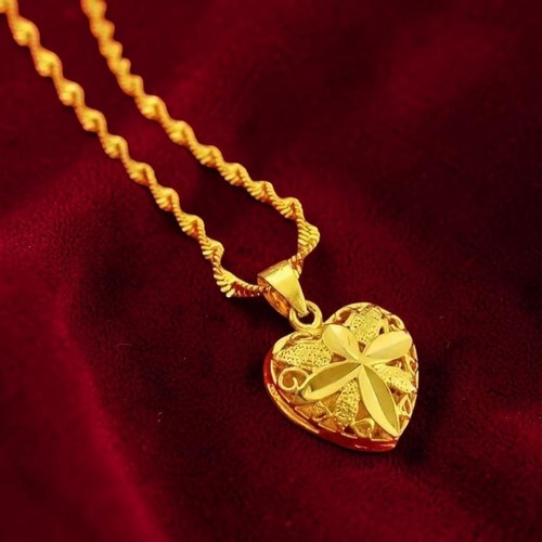 Collier pendentif cœur - cœur, fleur
