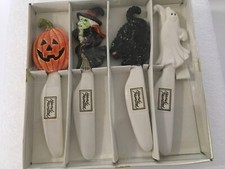 Fitz & Floyd Vintage Halloween Canape Spreaders Hand Painted Rare New Set of 4