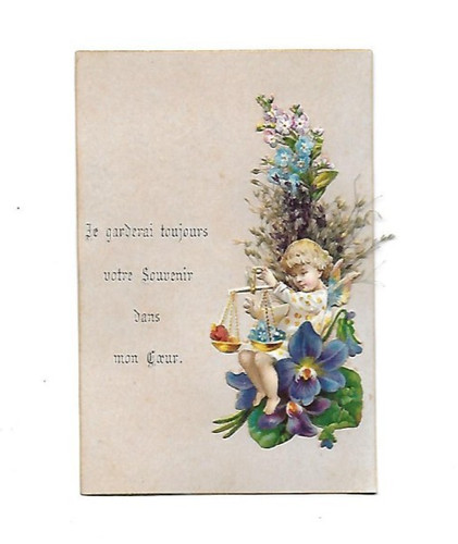 Ancien chromo carte sur carton - ancien,