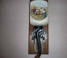 LES GLANEUSES DE MILLET EARTHENWARE WALL-MOUNTED COFFEE GRINDER COMPLETE in good condition