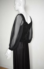 Robe de soirée années 40 40 mousseline noire brodée broderie WOW wu