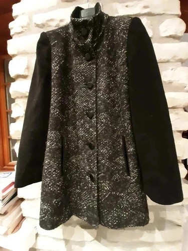 Manteau laine noir gris - noir,