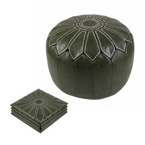 Pouf rond cuir - pouf, en