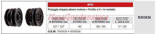 Poulie double arbre moteur mtd - arbre,