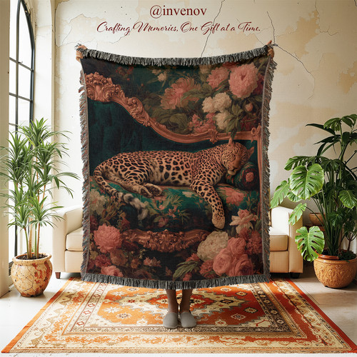 Leopard woven blanket vintage - leopard,
