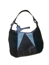 Tignanello Suede & Leather Multicolor Striped Shoulder Bag