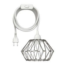 Lampe-cage pliable LEKA avec câble textile blanc, fiche, interrupteur et E27